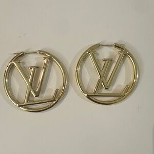 Louis Vuitton Gold Monogram Hoop Earrings